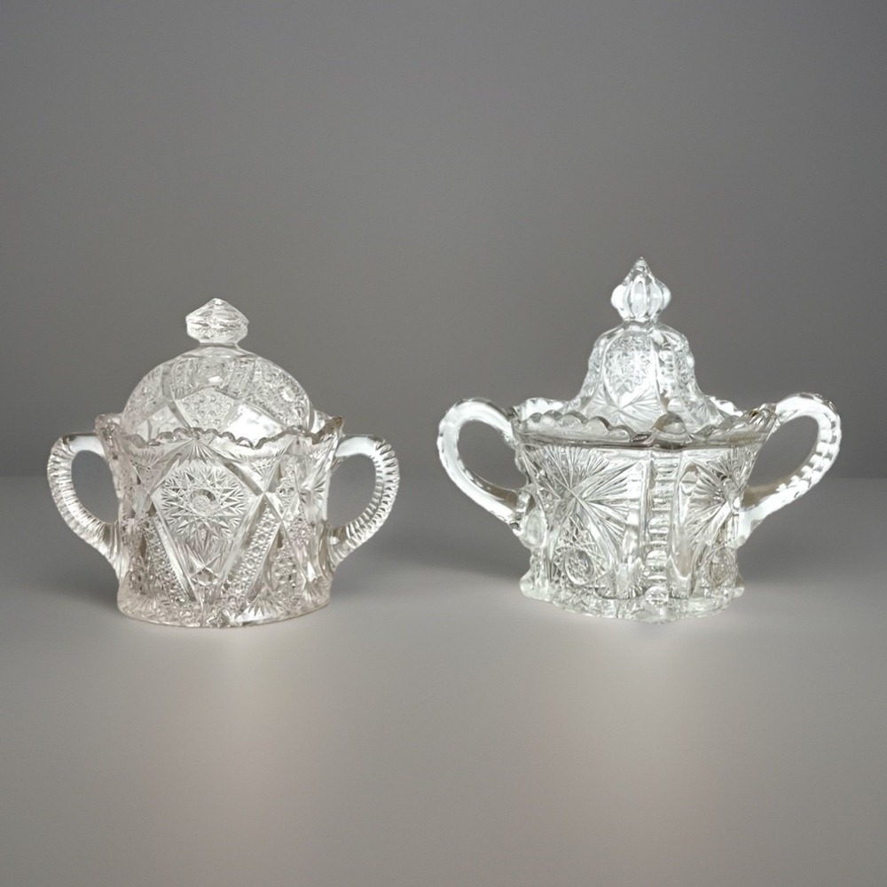 VINTAGE EAPG Biscuit, Cracker Jar Antique Early American Pattern Glass Pressed 2
